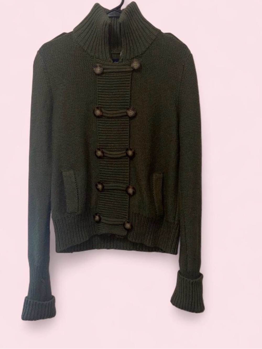 American Eagle Outfitters Olive Green Toggle-Front Knit Cardigan